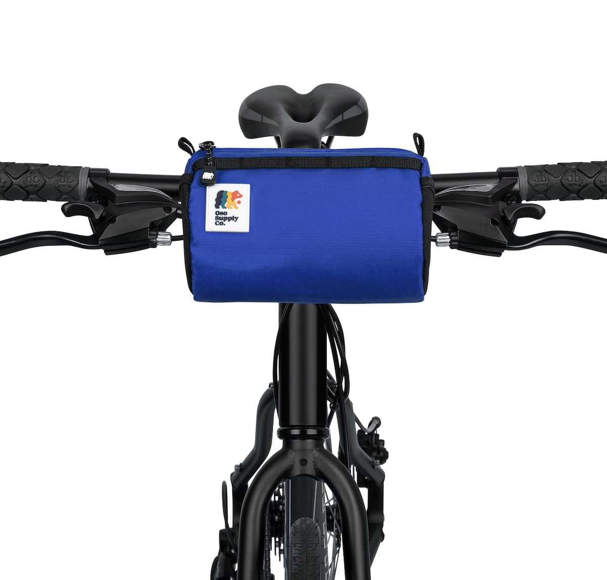 Oso Supply Co Handlebar Bike Bag – Water-Resistant Hard Shell with Quick-Access Zipper, Side Mesh Pockets, and Spacious Storage – Ideal for Cycling, Commuting, and Adventure Rides (Royal Blue)