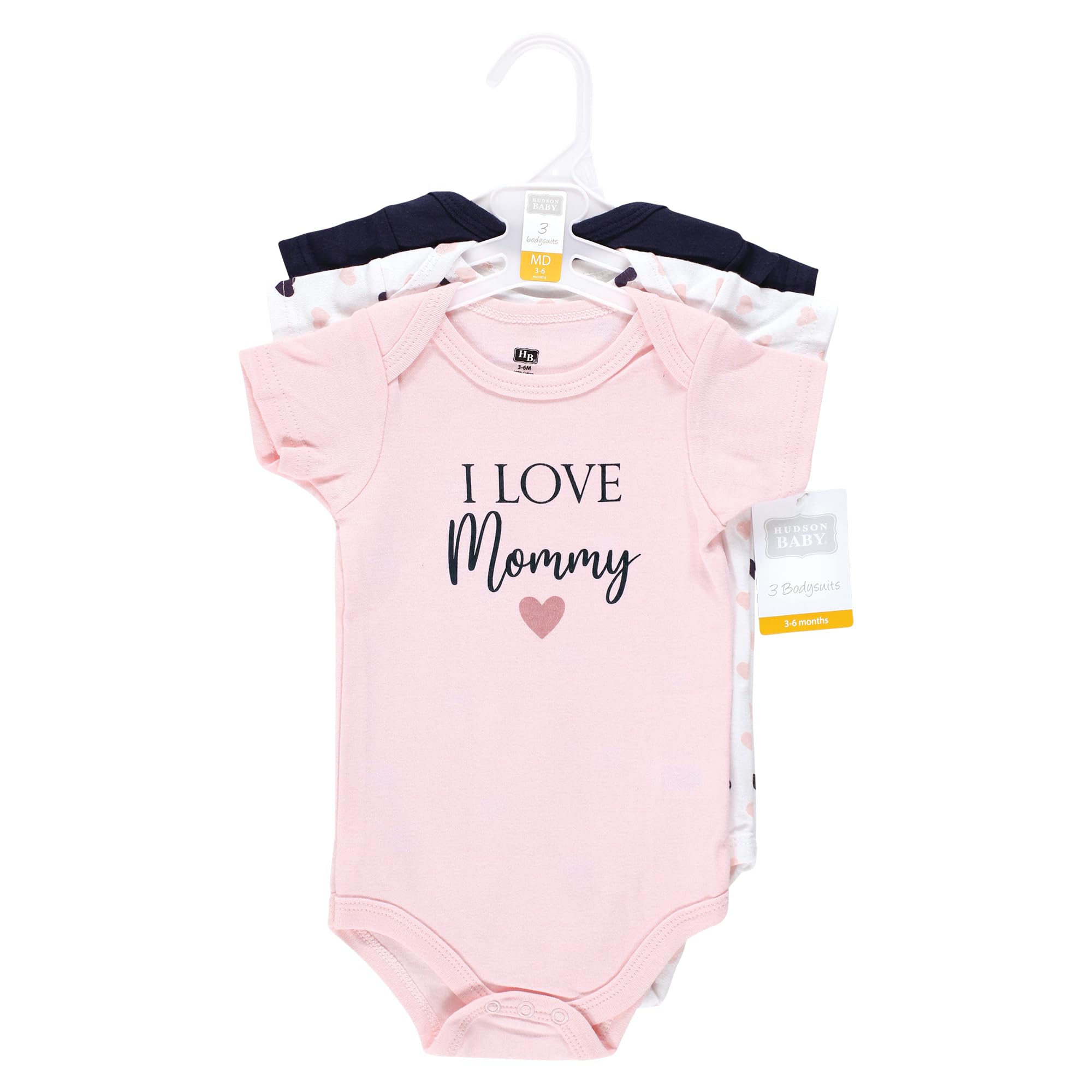 Hudson baby Body de algodón para niña de 12 a 18 meses, unisex, de algodón, para mamá, color rosa, azul marino, 12-18 meses, Chica, mamá, rosa, azul marino, 12-18 meses