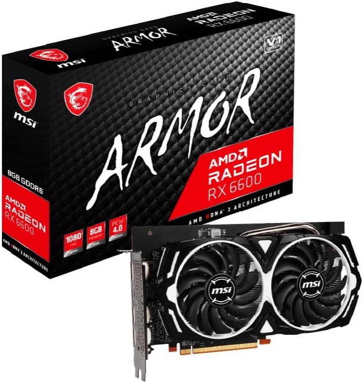 MSI Radeon RX 6600 Armor 8G V1 Scheda Video (8GB GDDR6 / PCI Express 4.0 / 2491MHz / 14000 MHz) MSI Radeon RX 6600 Armor 8G V1 Scheda Video (8GB GDDR6 / PCI Express 4.0 / 2491MHz / 14000 MHz)
