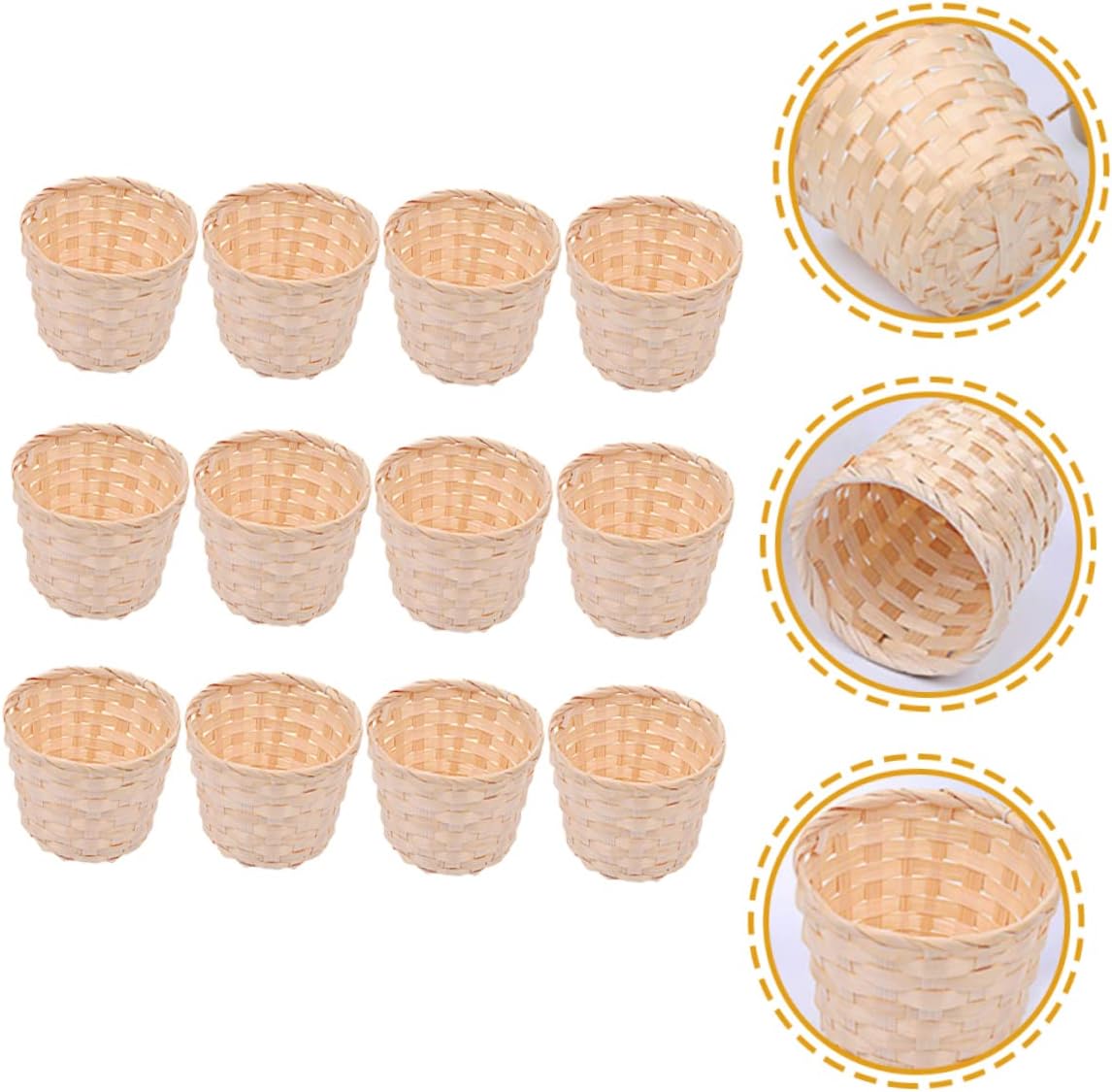 Kisangel 32pcs Boho Style Woven Vase Flower Basket Bamboo Basket Organizer for Craft Home Storage Decor