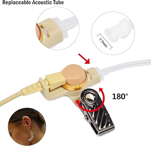 Miniatura 3 de Walkie-Talkie - Auricular de tubo acústico con PTT para radio bidireccional Motorola XPR6350 XPR6550 XPR7550 APX 4000 6000 7000 HT (color beige)