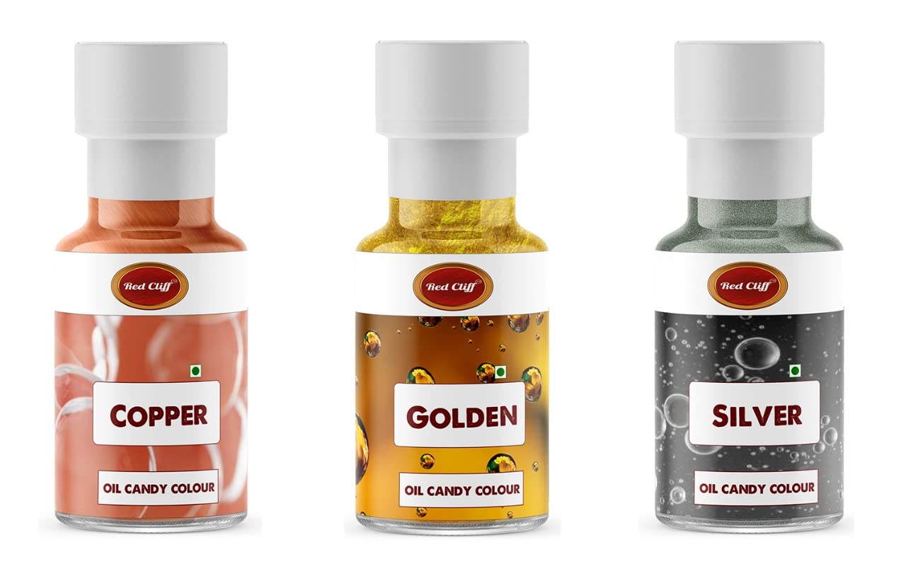 RED CLIFF Edible Oil Candy Color Copper+Golden+Silver -For Candy Melts, Chocolates & Oil based Products | (3x40ml) (B0BHZKYB35) Amazon Price History, Amazon Price Tracker