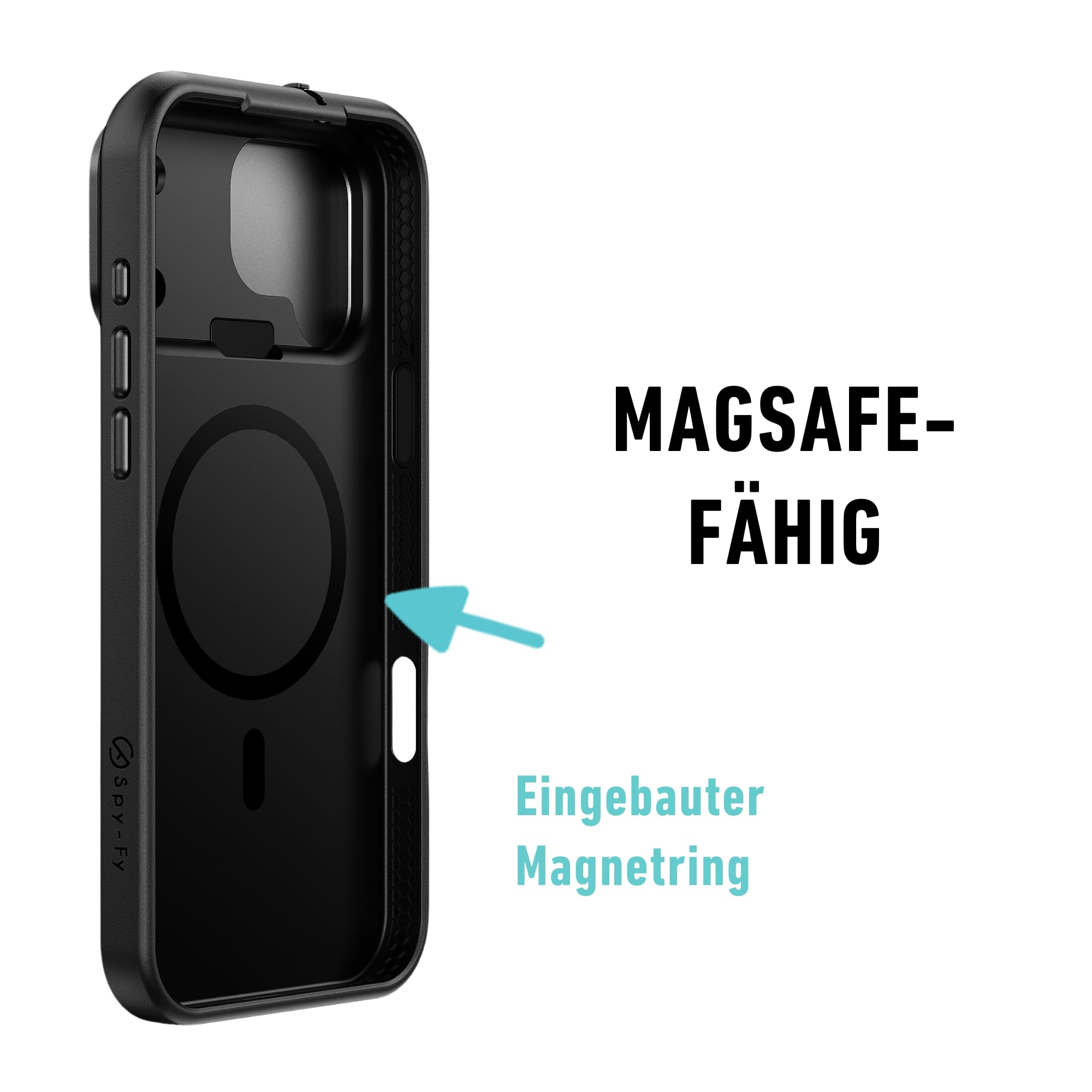 iPhone 17 Pro Hülle mit Kameraschutz | Handyhülle mit klappbarer Kamera Abdeckung vorne und hinten | Privacy Case | MagSafe kompatibel | 2 Meter Fallschutz | Kickstand | 6.3 Zoll