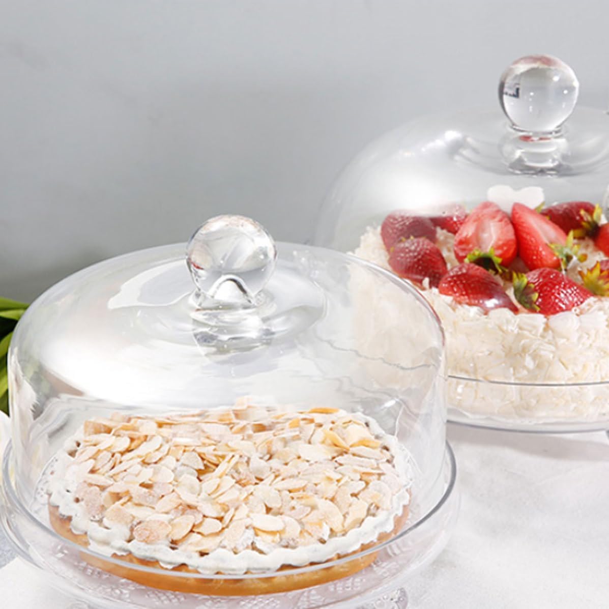 Arched Acrylic Food Cover for Cake Stand, Plastic Dome Keeps Food Fresh and Easy to Carry, for Indoor Baking and Buffet Display