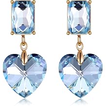 Crystal Heart Teardrop Dangle Earrings for Women Hypoallergenic Multicolor Cubic Zirconia Drop Earrings for Wedding Prom Party Daily Wear