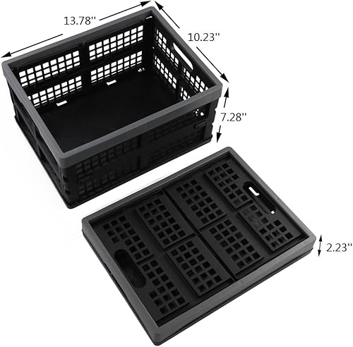 Miniatura 2 de Joyee n - Cesta plegable de plástico de 15 litros, caja plegable negra, juego de 3