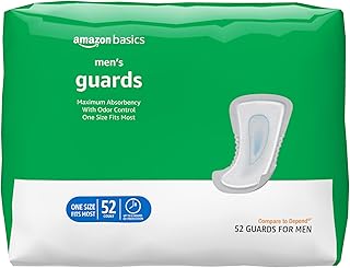 Amazon Basics Protectores de incontinencia para hombre, máxima absorción, 52 unidades, (1 paquete de 52)
