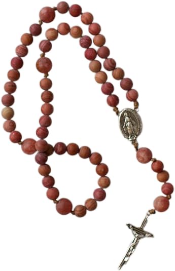 Blessed is She Rosary Necklace for Men and Women - Holy Rosary Necklace for Women, Matte Beads Catholic, Stone Beads with Crucifix Catholic Rosaries for Men, Gifts for Catholics