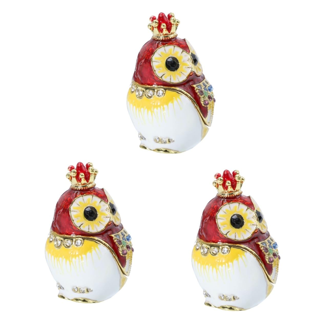 3 Szt. Crown Owl Shape Jewelry Box Praktyczny Organizer Biżuterię Pudełko Pierścionki i Kolczyki Idealny Święta Dekoracyjny Stojak Biżuterię