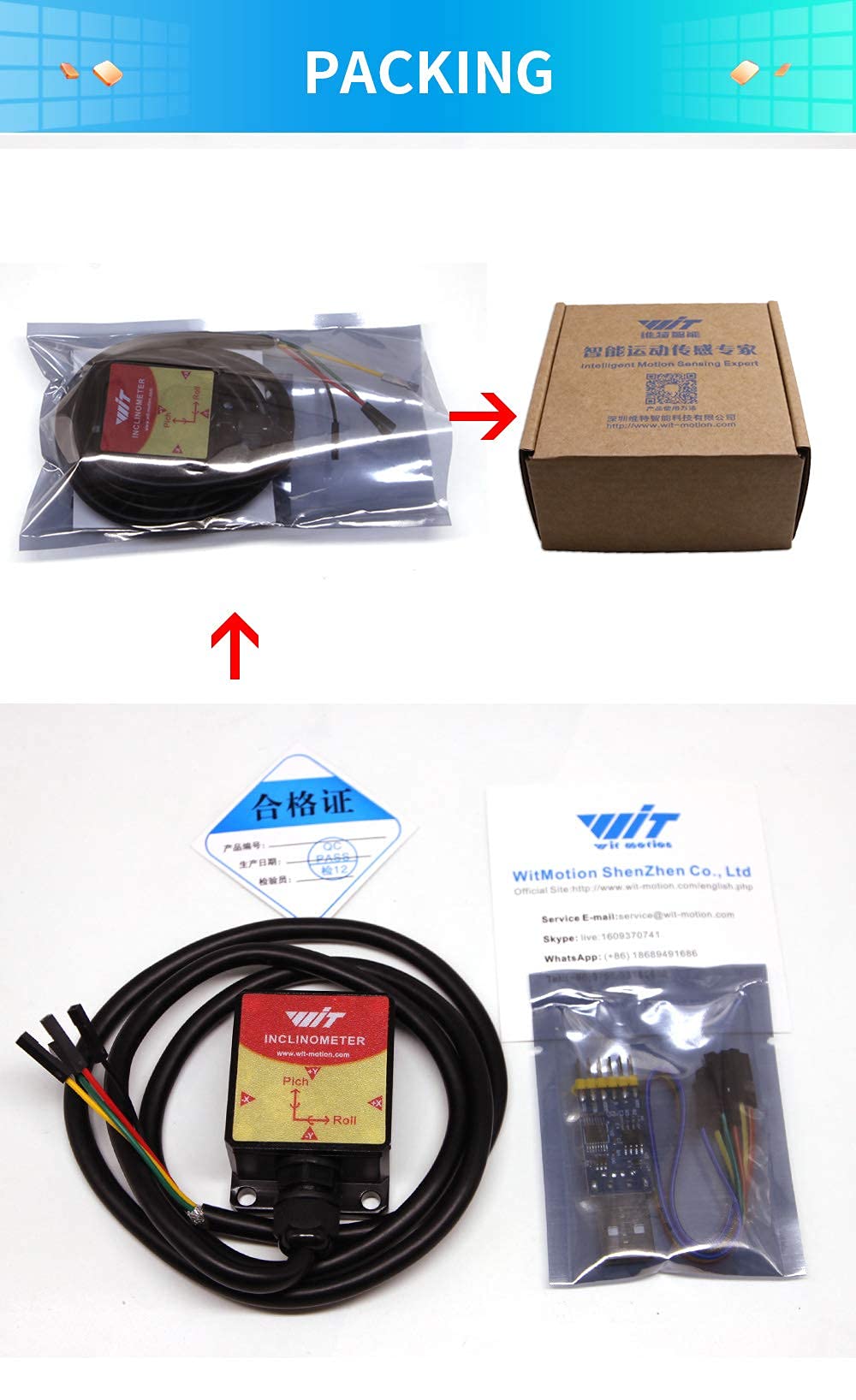 [Accelerometro di industriale+inclinometro] HWT905-TTL MPU-9250 Giroscopio a 9 assi+angolo(precisione XY 0,05°)+bussola digitale, compensazione della temperatura e magnetometro, impermeabile IP67