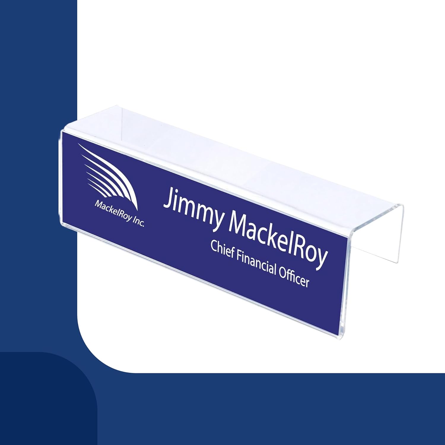 – 11 x 2 Acrylic Name Plate Holder 2" Deep – Single-Sided Cubicle Wall Mount Display – Desk Name Plate Holder for Office Partitions (20 pack)