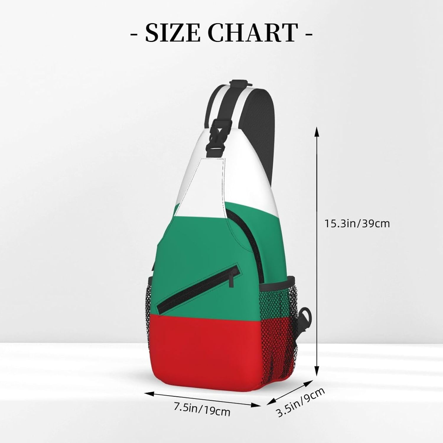Durable Lightweight Bulgarian Flag Print Cross chest bag diagonally for Travel Commute Daily Use