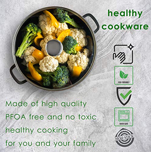 11 Inch Aluminum Pan Non-Stick Cookware Set, Sauté Pan, Casserole Stockpot With Lid, Oven Safe Pan, Non Stick Skillet Pan With Non Toxic Stone Coating, Everyday Pan, By Moss & Stone. #TOP2