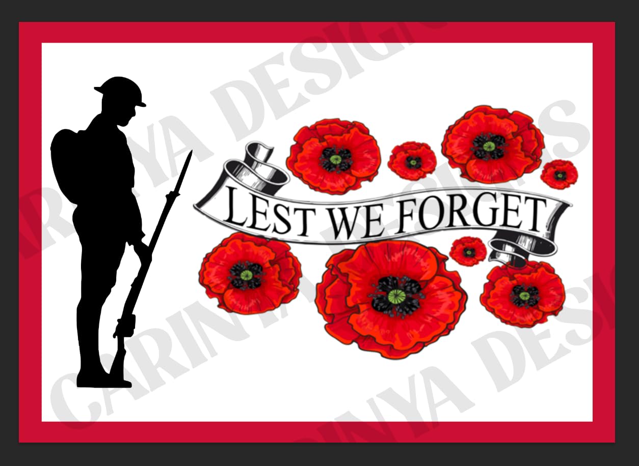 Remembrance Day Metal Sign Lest We Forget Soldier England War Plaque Remembering (Aluminium A3 (400x290mm) Approx)