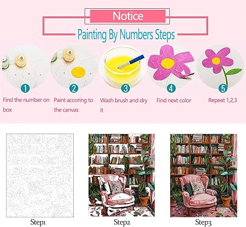 Miniatura 5 de Kits de pintura por números, lienzo de 16 x 20 pulgadas, pintura al óleo para niños, estudiantes, adultos principiantes con pinceles y pigmento