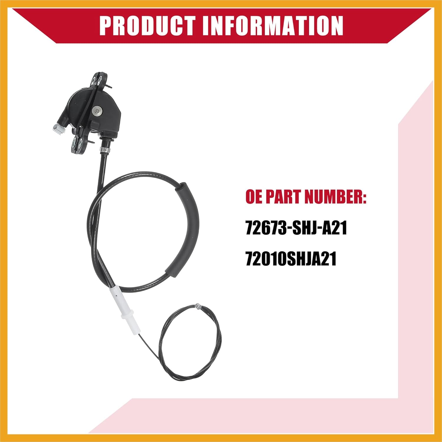 NO.72010-SHJ-A21 Right Power Sliding Door Cable for Honda Odyssey 2005-2010 / Side Sliding Door Cable/Durable Rubber / 1 Set/Black Replacement