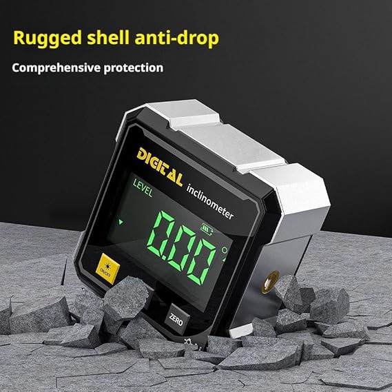 Digital Angle Finder with Electronic Laser, 4-Side Magnetic Angle Gauge, Cube Inclinometer, Table Saw Miter Protractor, Woodworking Measuring Tool, Level Box for Hanging