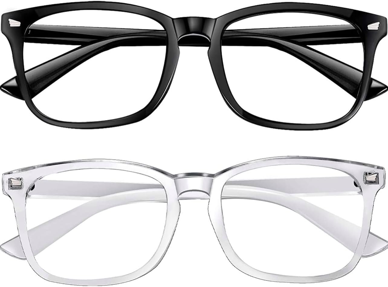 IFLASH Blue Light Blocking Glasses Gaming Filter Transparent Square Eyeglasses for Eye Protection Men Women, Computer/Tablet/Laptop/Mobile/TV, Anti-blue & Anti eyestrain