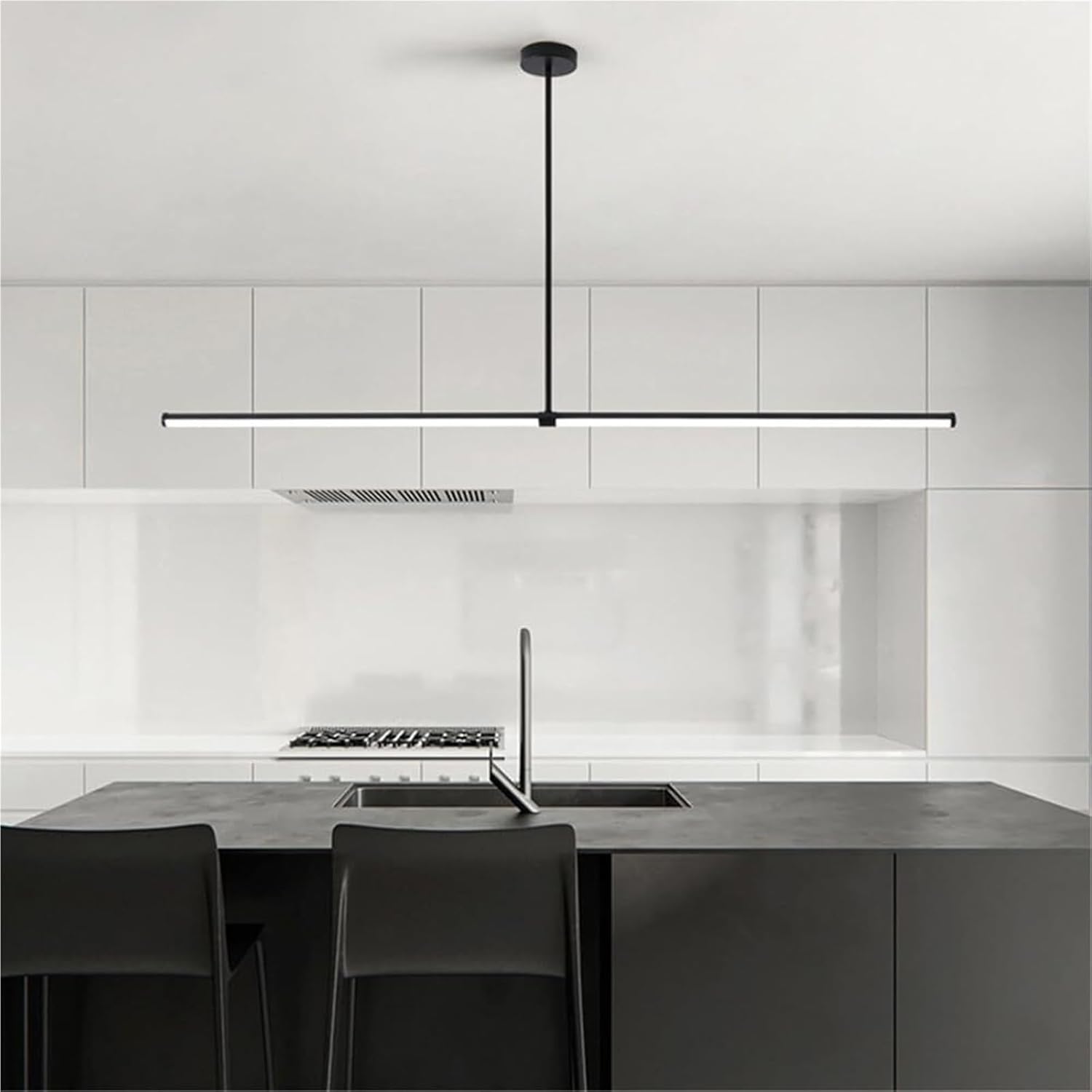 Linear Hanging Lamp Modern Minimalist Long Lights Dimmable Led Chandelier for Kitchen Island Dining Room Living Room