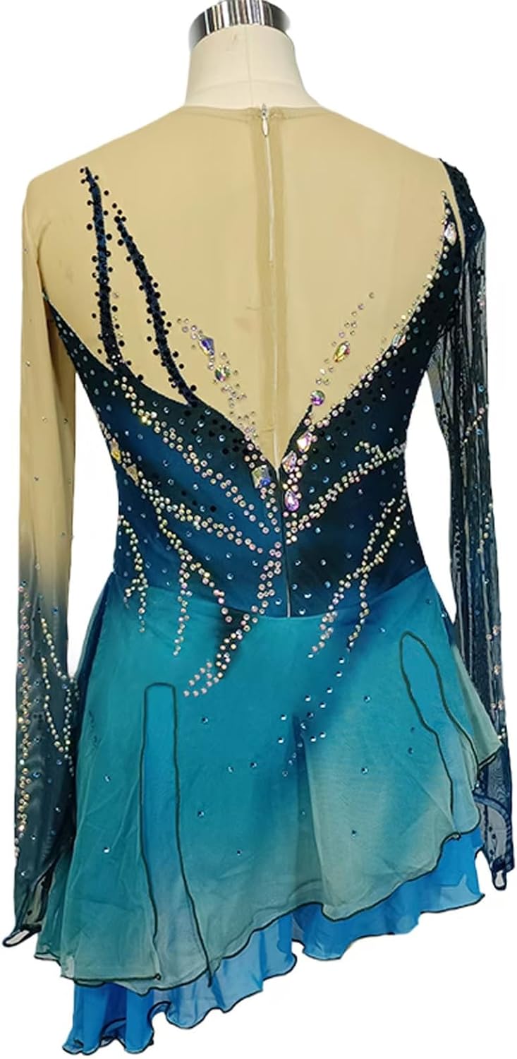 Figure Skating Dress for Girls Women's Dance Dresses Competition Ballet Skirted Leotard Ice Skating Tights