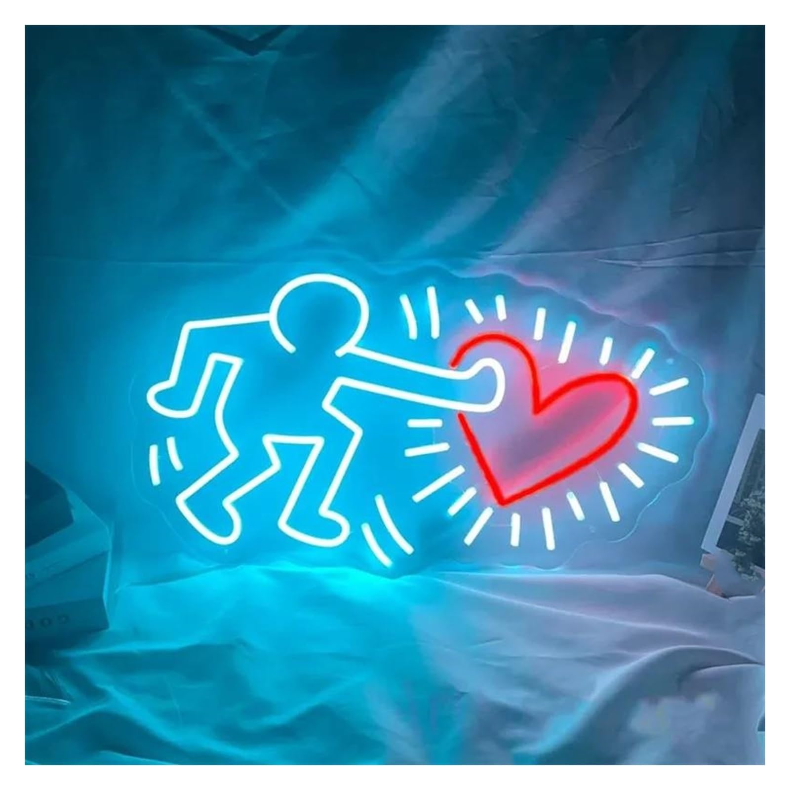 LEMST Signs Lamp Sending Love Art Neon Sign, Neon Bedroom Home Room Wall Decor for Room Decoration 40x23cm(Ice Blue)