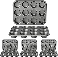 Vista 8 de Yaxa Basics Molde redondo antiadherente para hornear muffins, 12 tazas, juego de 2, gris, 13.9 x 10.55 x 1.22 pulgadas