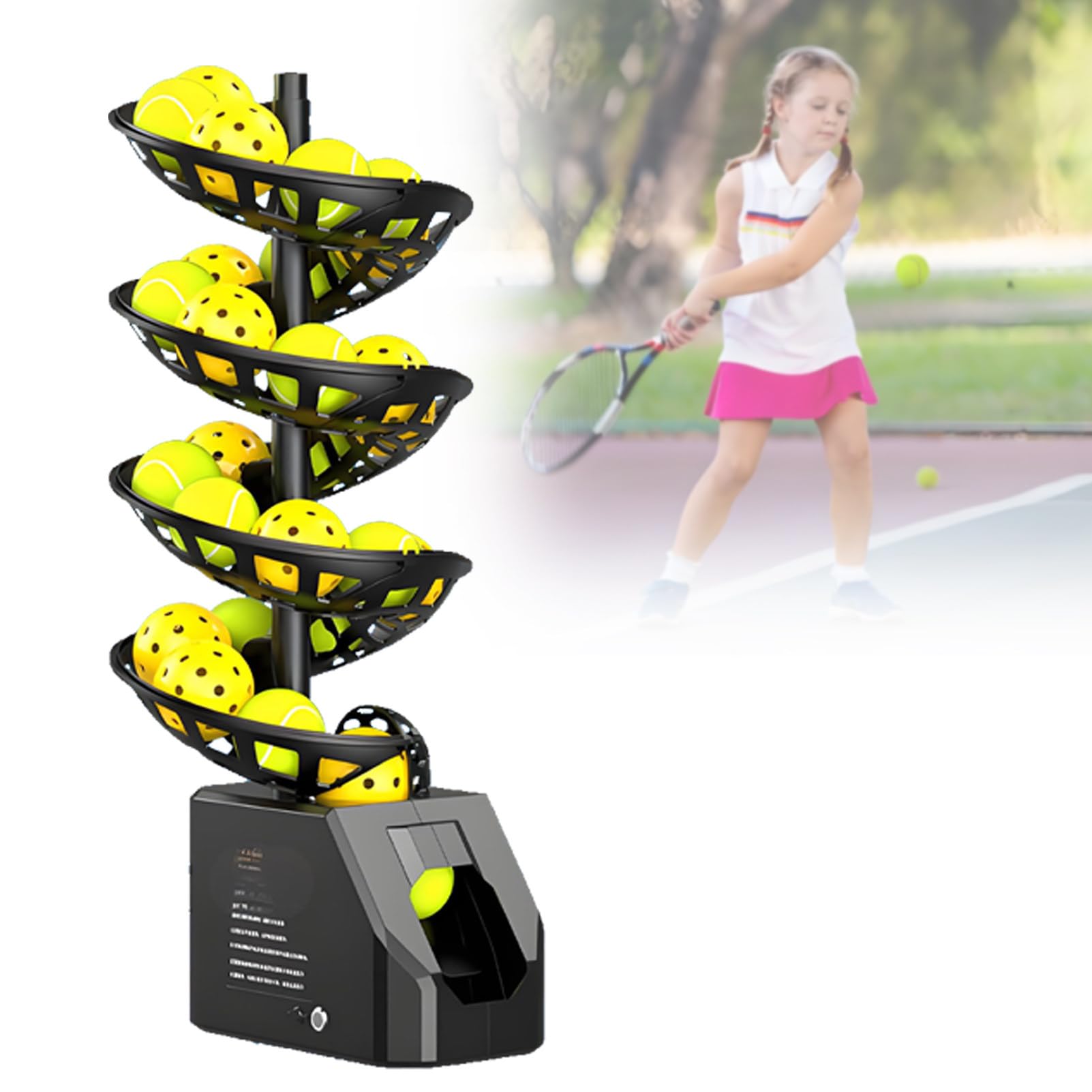 Lanciapalle da Tennis, lanciapalle da Tennis Portatile, Altezza e angolazione Regolabili, Allenatore di Tennis per Adulti. A