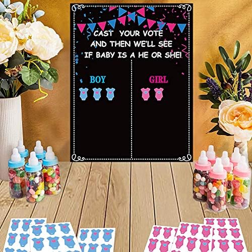 Funnlot Gender Reveal Boy or Girl Voting Game Gender Reveal Party Games 54pcs Gender Reveal Voting Game Stickers Boy or Girl Gender Reveal Guess Game Gender Reveal Party Supplies