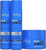 Kit Nutrição Capilar Profissional Home Hair Saloon Soul Care - Shampoo, Condicionador e Máscara - Cronograma Capilar (300g)