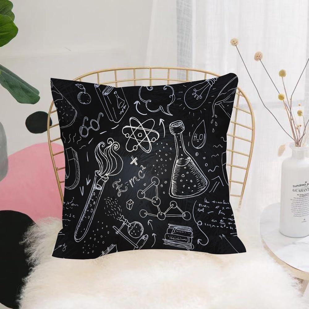 HYOSXW Cushion Cover,Throw Pillow Case Home Decorative for Living Room Bedroom Sofa Chair 16X16 Inch,Back to School science lab objects doodle vintage style sketches seamless patte,Pillowcase 40X40cm