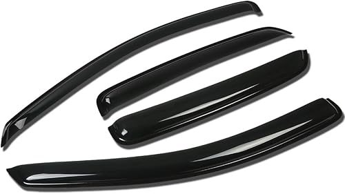 DNA Motoring WVS-240 Deflector de ventana de ventilación deflector de lluvia/sol, humo oscuro, 4 piezas