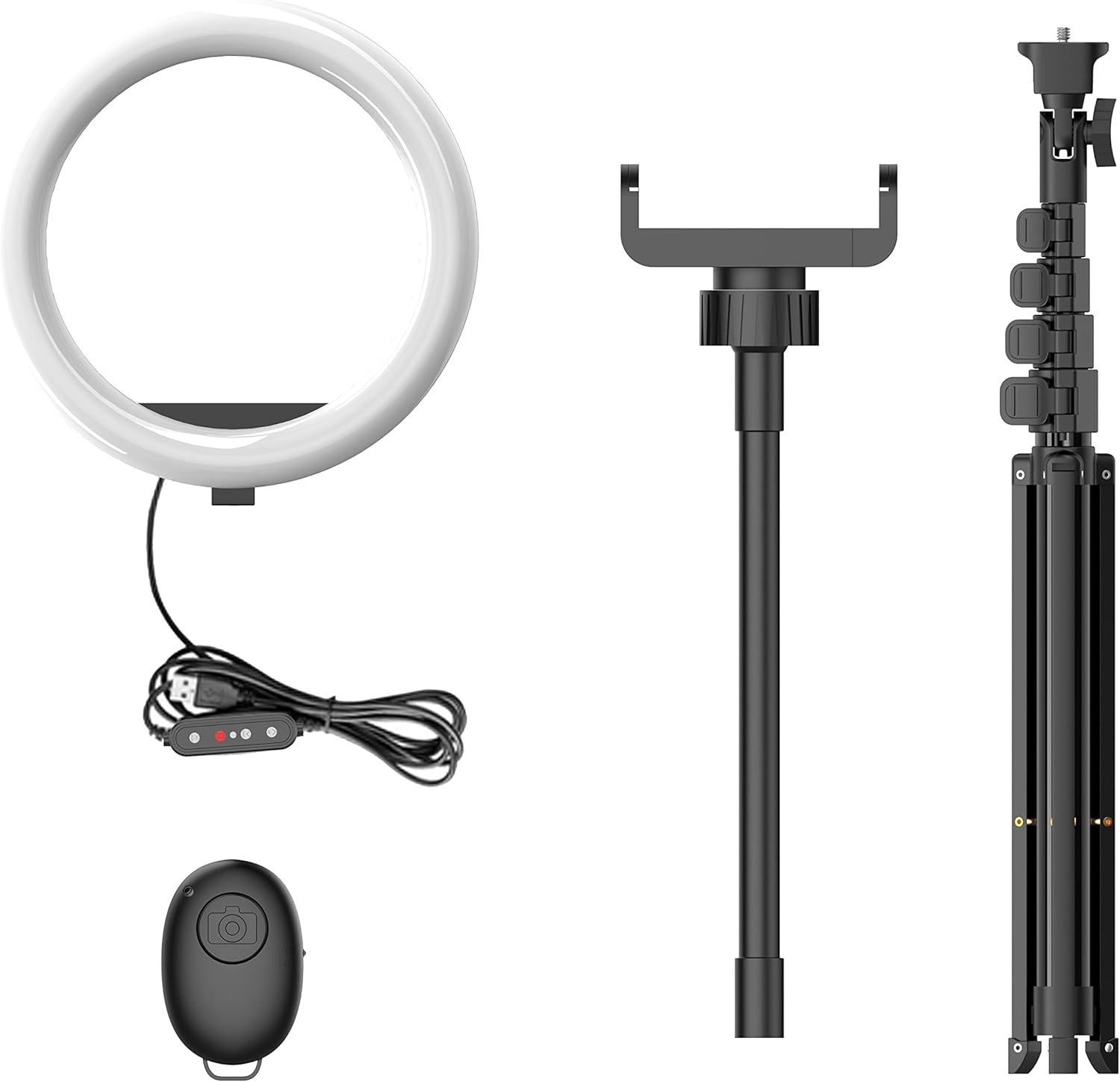 Best Deal 🛒 Ring Light with 53'' Extendable Tripod Stand, 10 Dimmable LED Selfie Circle Lights with Phone Holder for Live Stream/Makeup/YouTube Video/TikTok/Photography, Compatible with iOS and Android Phones