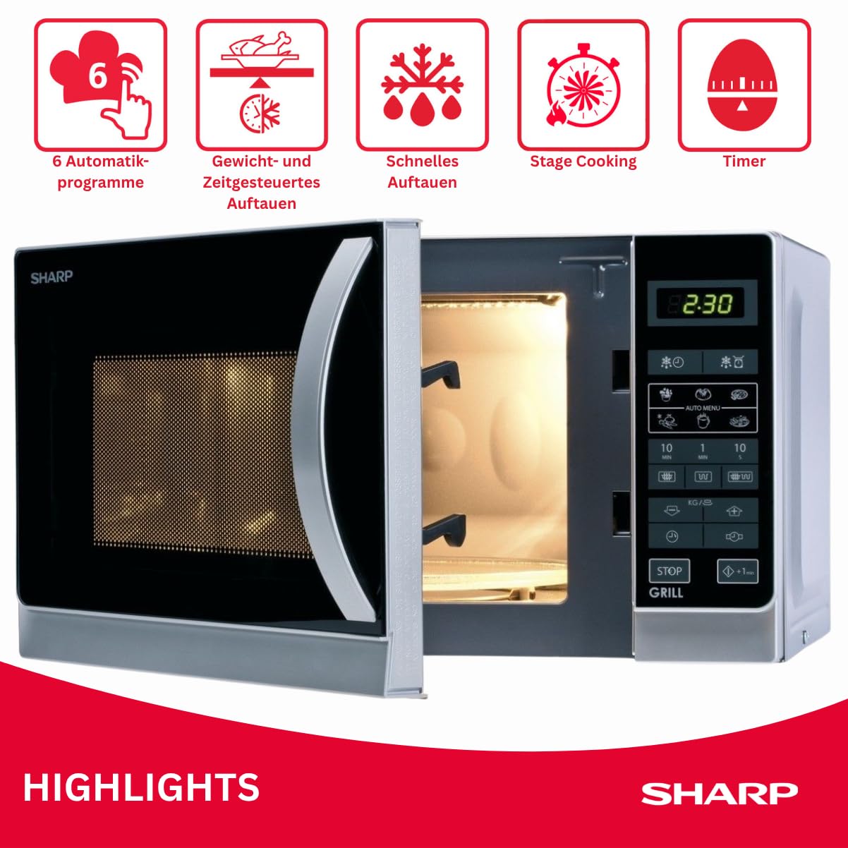 Sharp R-642INW Forno a Microonde, colore: Argento