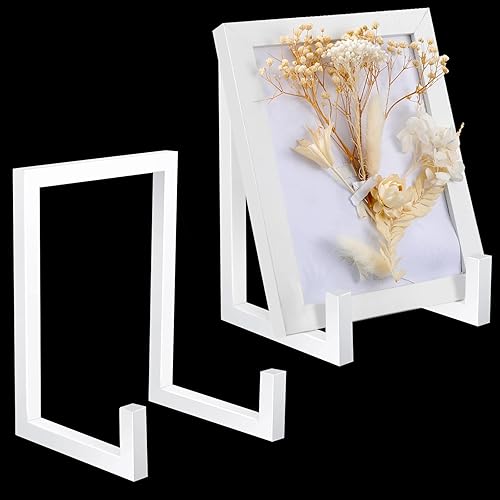 Sweetude 2 soportes grandes para platos de 8 pulgadas, soporte de exhibición de marco de metal, soporte decorativo de mesa, caballetes de mesa,