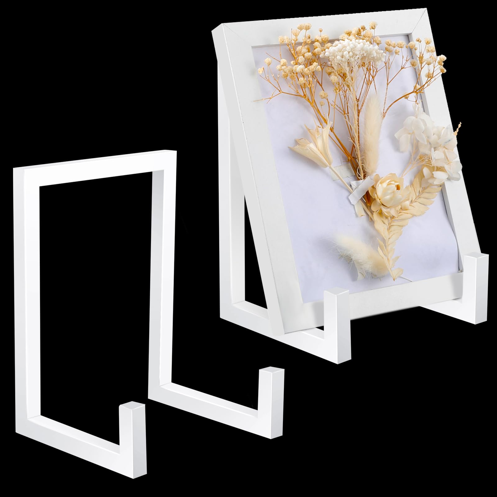 Sweetude 2 Pcs 8 Inch Plate Stand Holder Display Large Metal Frame Holder Stand Easel Decorative Table Top Display Stand (White)