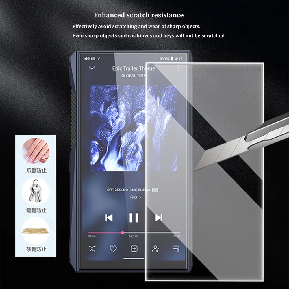 AudioPartner 9H Premium Scratch-Proof Front LCD Screen Protector Guard Tempered Glass Protective Film for Fiio M23 (2PCS)