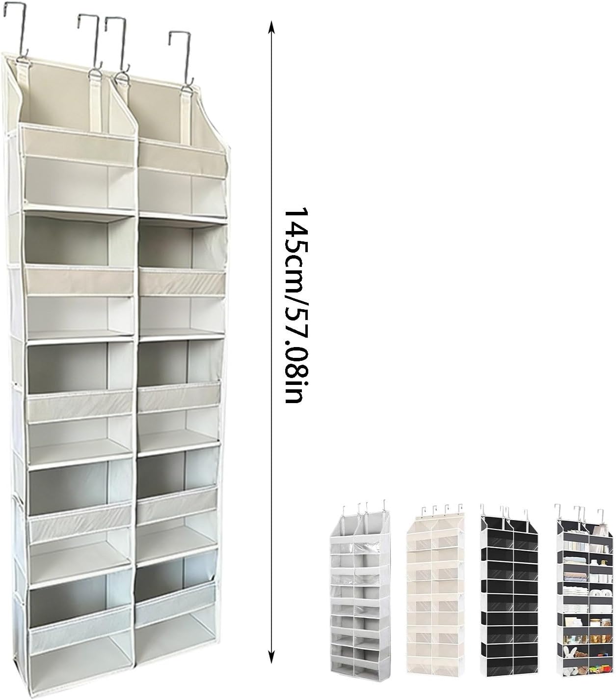Heavy Duty Over The Door Organizer 5 Tiers, Extra Large Behind Door Storage of 10 Big Front & 10 Mesh Pockets, 80 lbs Weight Capacity Hanging Storage Organizer (C)