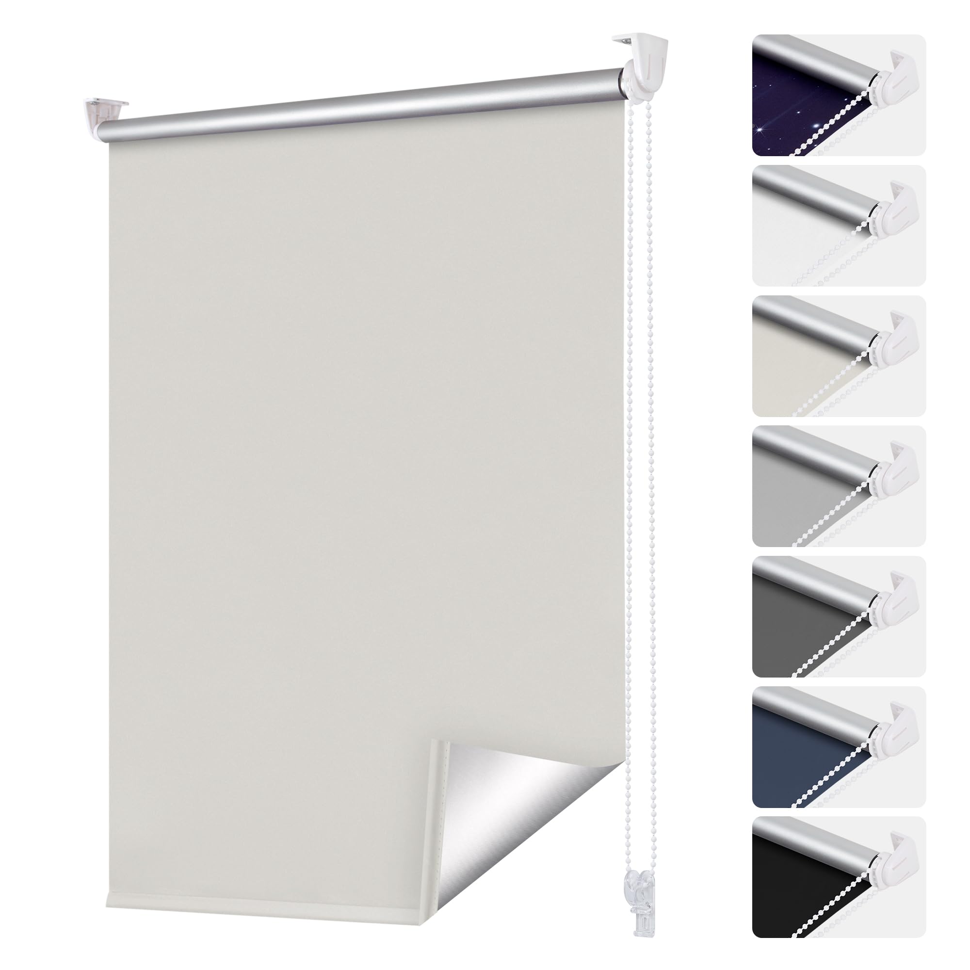 smartdemo Verdunklungsrollo ohne Bohren & mit Bohren, Klemmrollo Fensterrollo Creme B60 x H120cm (Stoffbreite60cm), Thermorollo Sichtschutz und Sonnenchutz, Klemmrollo rollos für Fenster & Tür