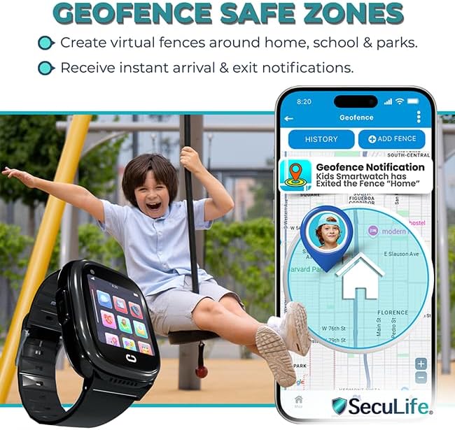 Miniatura 5 de Reloj para niños con rastreador GPS, llamadas bidireccionales, seguimiento en tiempo real y alertas SOS, reloj inteligente para llamadas y mensajes