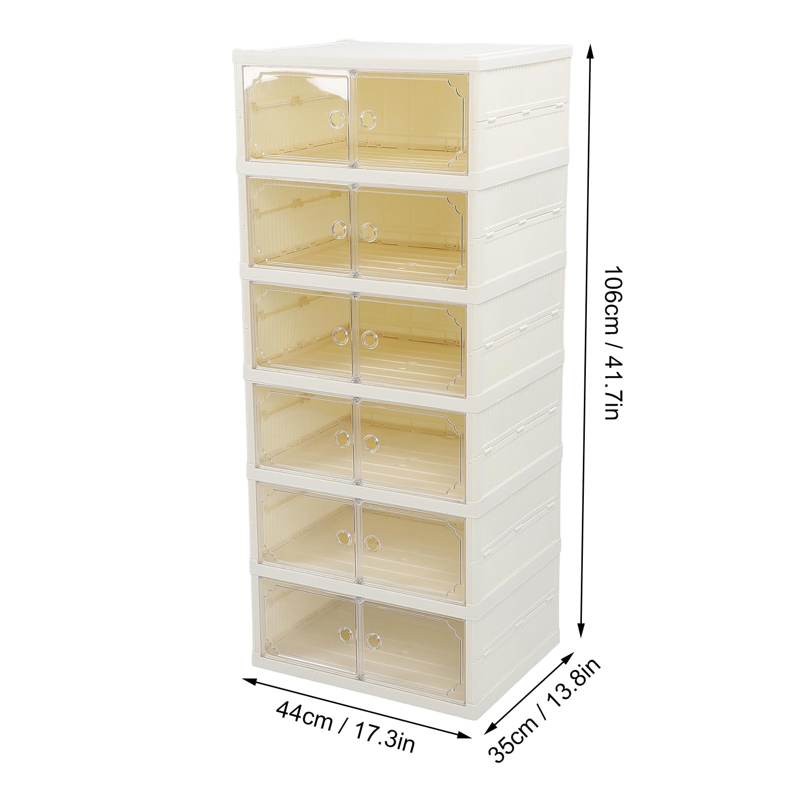 Caja de zapatos plegable apilable con tapa magnética transparente, contenedor de zapatos a prueba de polvo para ropa y juguetes, solución de organización de 6 niveles