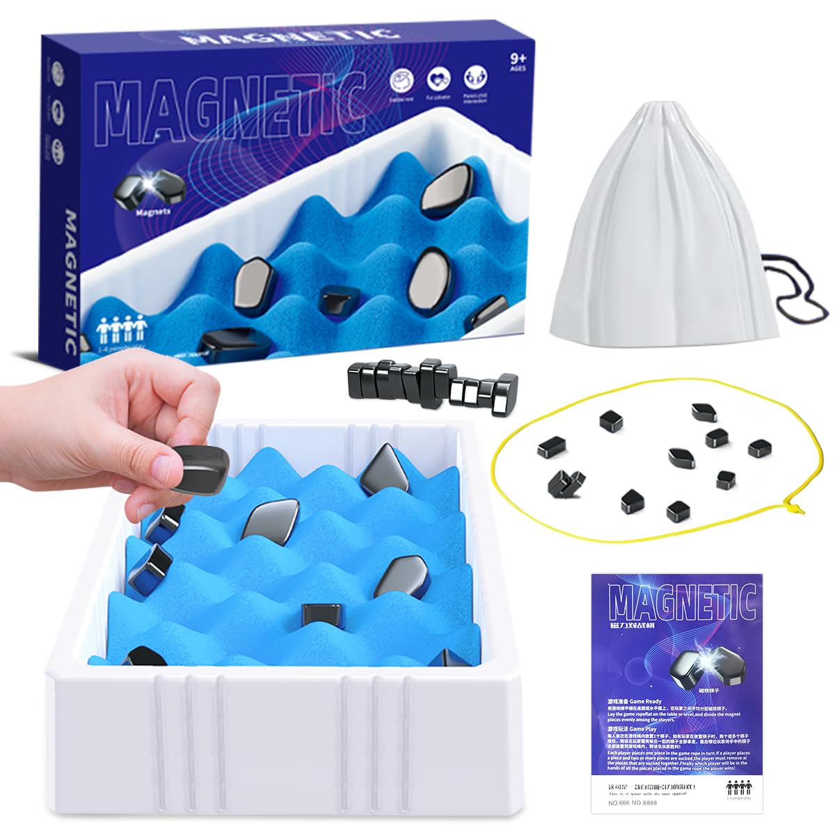 Magnetic Chess Game Stones Chess Set Battle Stones Chess, Educational Checkers Game Checkers Game, Portable Magnetic Stones Board Party Supplies for Party Games and Travel