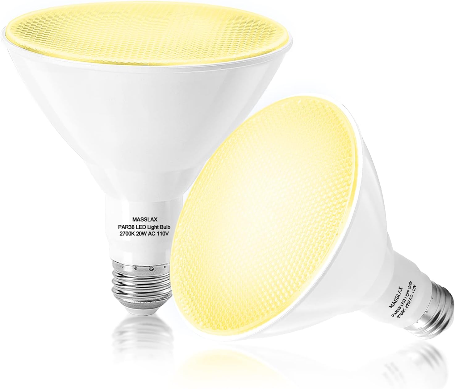 MASSLAX PAR38 LED Flood Light Outdoor Bulb 2 Pack,Dimmable 2700K Soft White,110V 20W(200W Equivalent) Flood Light Bulbs,E26 Base 1800 Lumens Flood Lights Outdoor for Garage,Garden,Porch