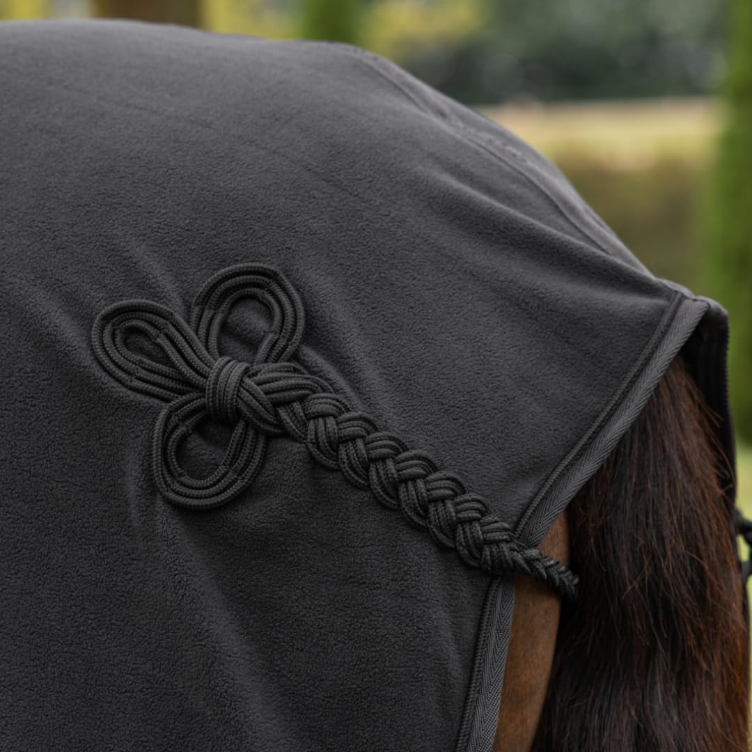 Covalliero - Abschwitzdecke Anniversary – Pferdedecke mit Teddy-Fleece-Kragen – atmungsaktive Fleecedecke – Elegante Pferde-Outdoordecke – Pferde Zubehör in Graphite – 155 cm