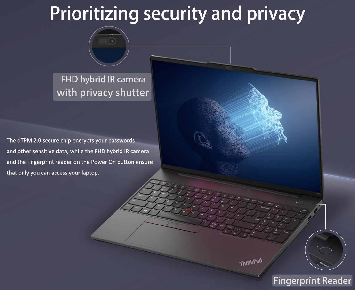 Lenovo ThinkPad E16 Gen 3 AI Business Laptop 16" IPS FHD+ Display (AMD Ryzen 5 230 (> Ryzen 5 7535U), 16GB DDR5, 512GB SSD, Fingerprint, Backlit, Thunderbolt 4, 5MP RGB Webcam, Win11Pro) w/Copilot - 4