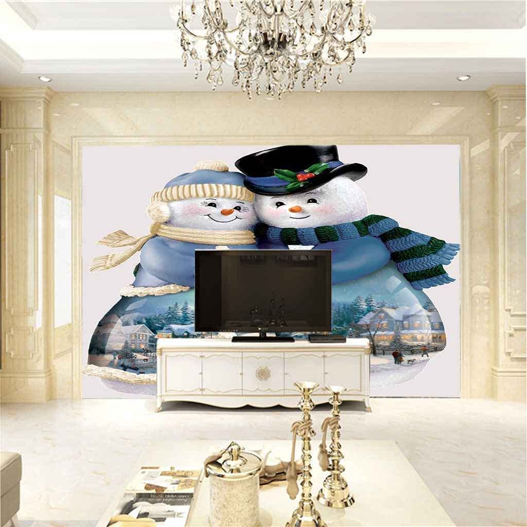 Papel Pintado Mural Foto Hogar Papel Pintado Foto 3D Personalizado Pareja De Muñeco De Nieve De Navidad Pintura De Pared Arte Mural Papel Tapiz Sala De Estar Fondo De Tv Papel 250(ancho)x175(alto)cm