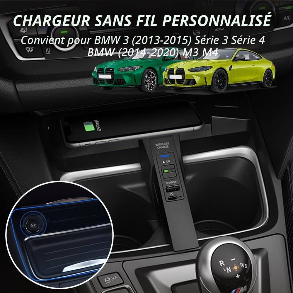 Chargeur sans Fil pour BMW 3 Series/4 Series 2013-2015 BMW M3/M4 2014-2020