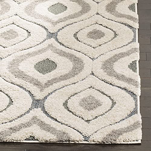 Image of Super Ultra Modern Soft Shaggy Handcrafted Anti-Skid Silk Touch Carpet, Size 6x6 Feet Square, Color Cream & MULTII