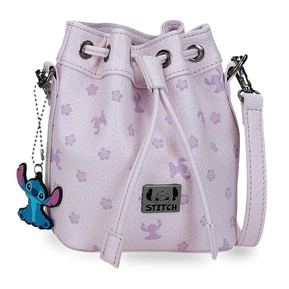 Joumma Disney Bloom Stitch Purple Sack Bag 14x17x9 cm PU and Polyester