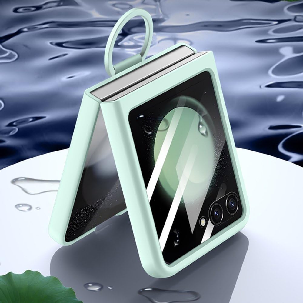 Funda con Anillo Protector de Pantalla de Vidrio Templado para Samsung Galaxy Z Flip 5, Morado Claro, para Galaxy Z Flip 5
