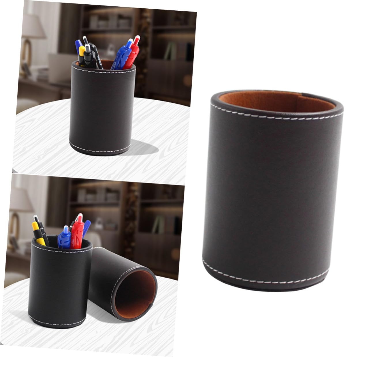 MAGICLULU 3 Piezas Portalápices Pu Para Escritorio Sostenedor De La Pluma De La Pu Contenedor De Lápiz Sostenedor De La Pluma De Escritorio Moda Tanque De Almacenamiento